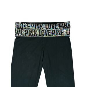 Victoria’s Secret PINK Yoga Leggings Sequin Fold Over Women's Small Retro Y2K